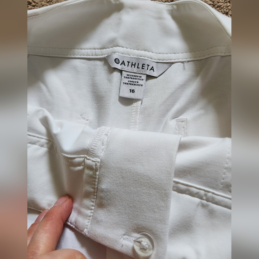 NWT ATHLETA Skyline High rise Barrel Leg utility Pant Size 16 Bright White - Picture 3 of 5